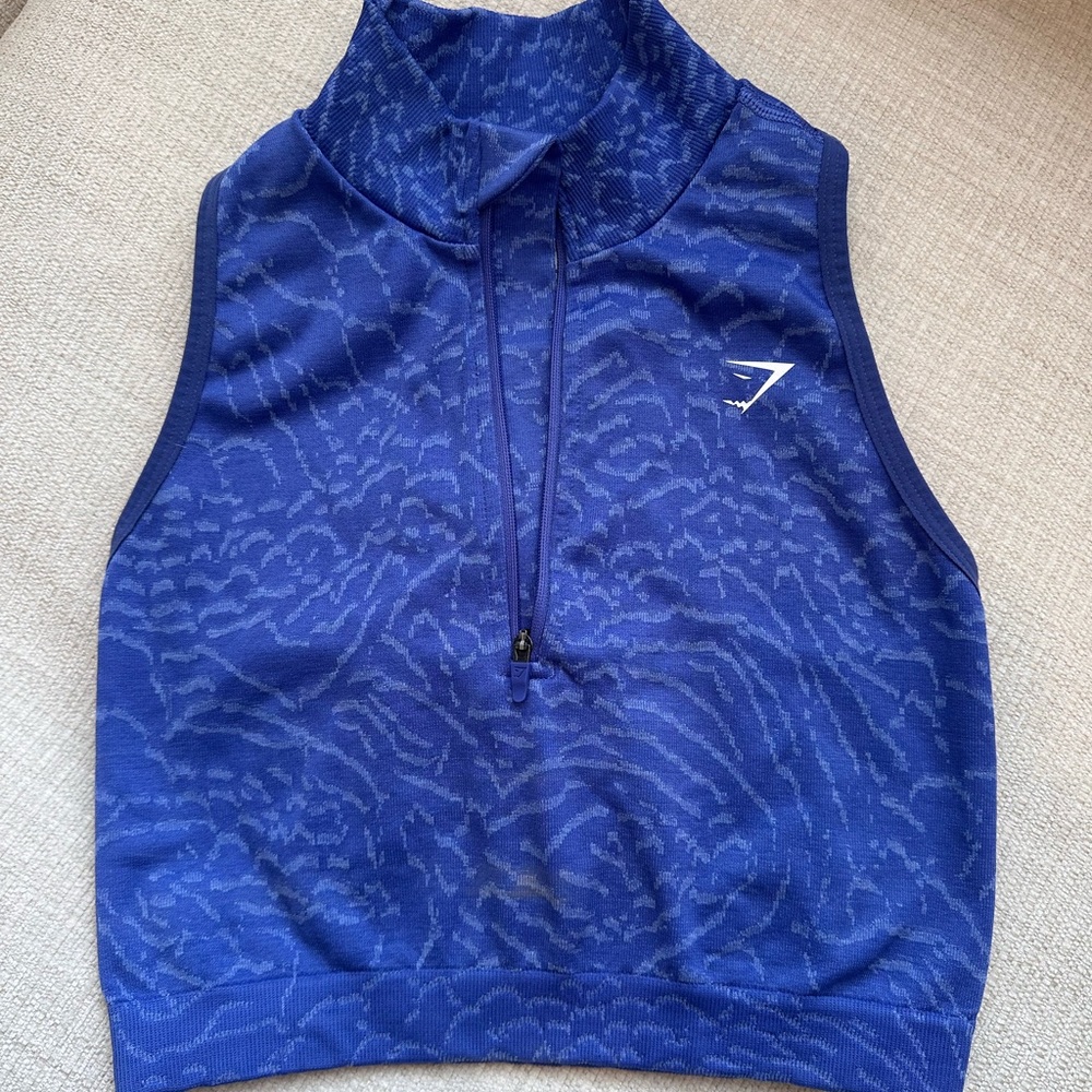 Blue Gymshark Cropped Tank Top
